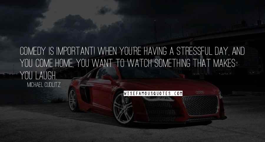 Michael Cudlitz Quotes: Comedy is important! When you're having a stressful day, and you come home, you want to watch something that makes you laugh.