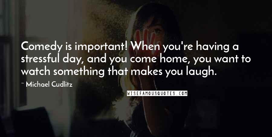 Michael Cudlitz Quotes: Comedy is important! When you're having a stressful day, and you come home, you want to watch something that makes you laugh.