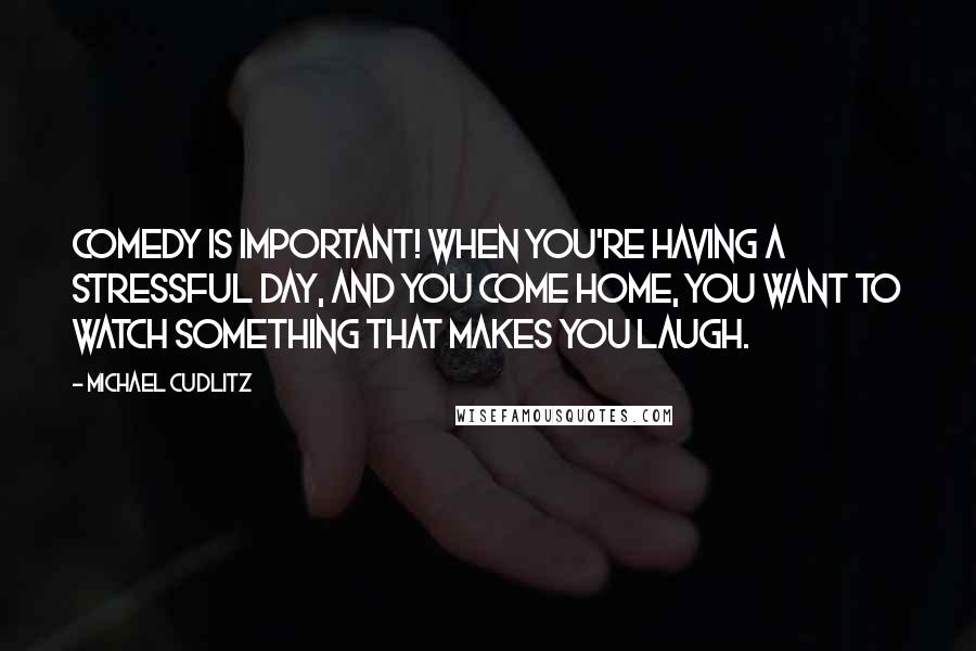 Michael Cudlitz Quotes: Comedy is important! When you're having a stressful day, and you come home, you want to watch something that makes you laugh.