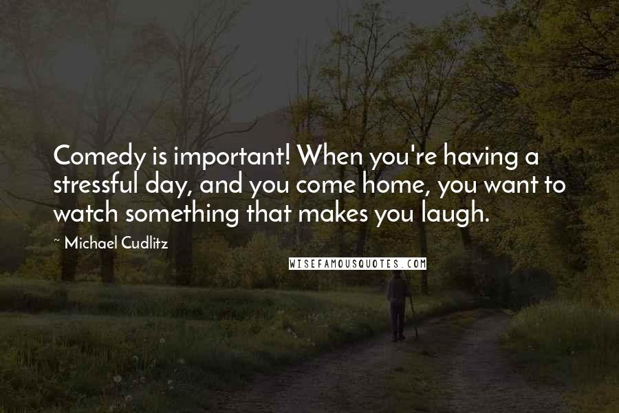 Michael Cudlitz Quotes: Comedy is important! When you're having a stressful day, and you come home, you want to watch something that makes you laugh.