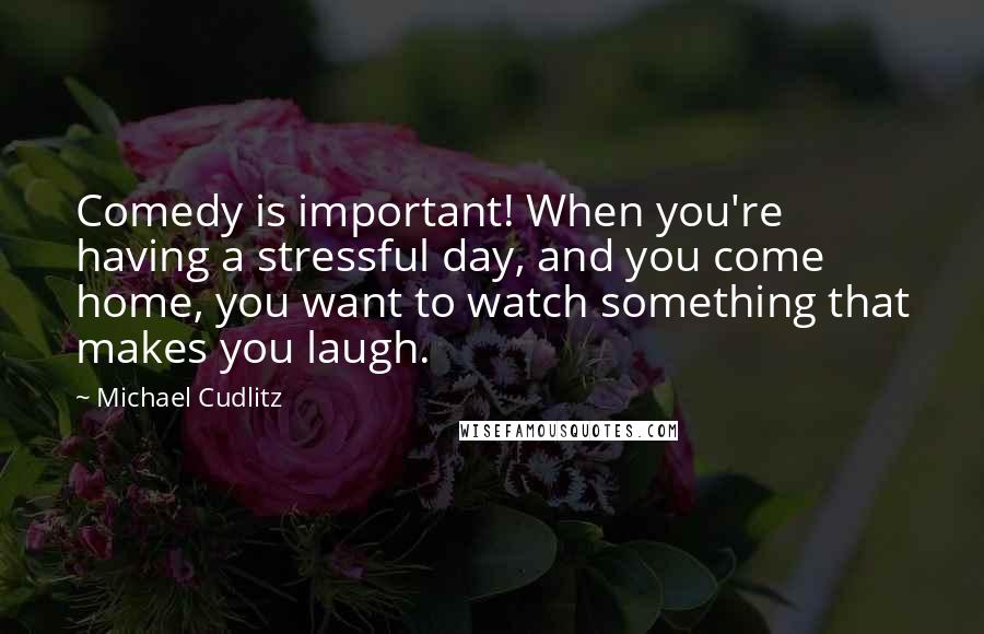 Michael Cudlitz Quotes: Comedy is important! When you're having a stressful day, and you come home, you want to watch something that makes you laugh.