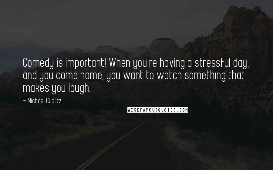 Michael Cudlitz Quotes: Comedy is important! When you're having a stressful day, and you come home, you want to watch something that makes you laugh.