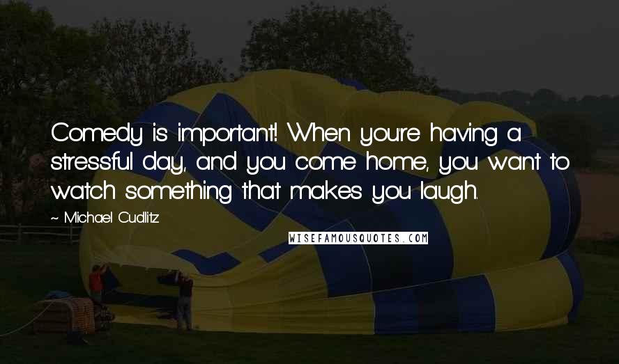 Michael Cudlitz Quotes: Comedy is important! When you're having a stressful day, and you come home, you want to watch something that makes you laugh.