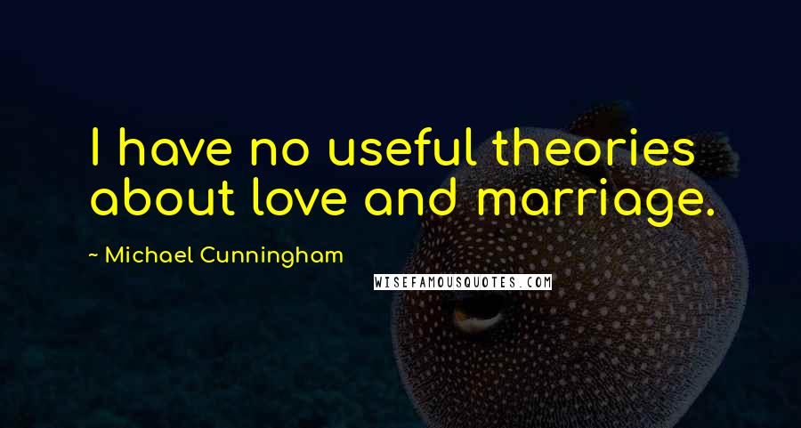 Michael Cunningham Quotes: I have no useful theories about love and marriage.