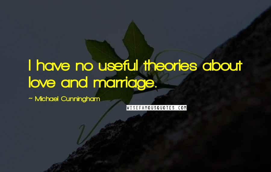 Michael Cunningham Quotes: I have no useful theories about love and marriage.