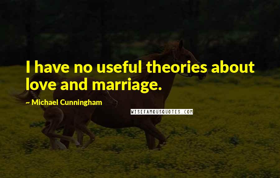 Michael Cunningham Quotes: I have no useful theories about love and marriage.