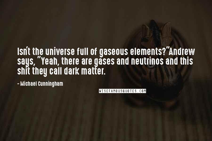 Michael Cunningham Quotes: Isn't the universe full of gaseous elements?"Andrew says, "Yeah, there are gases and neutrinos and this shit they call dark matter.