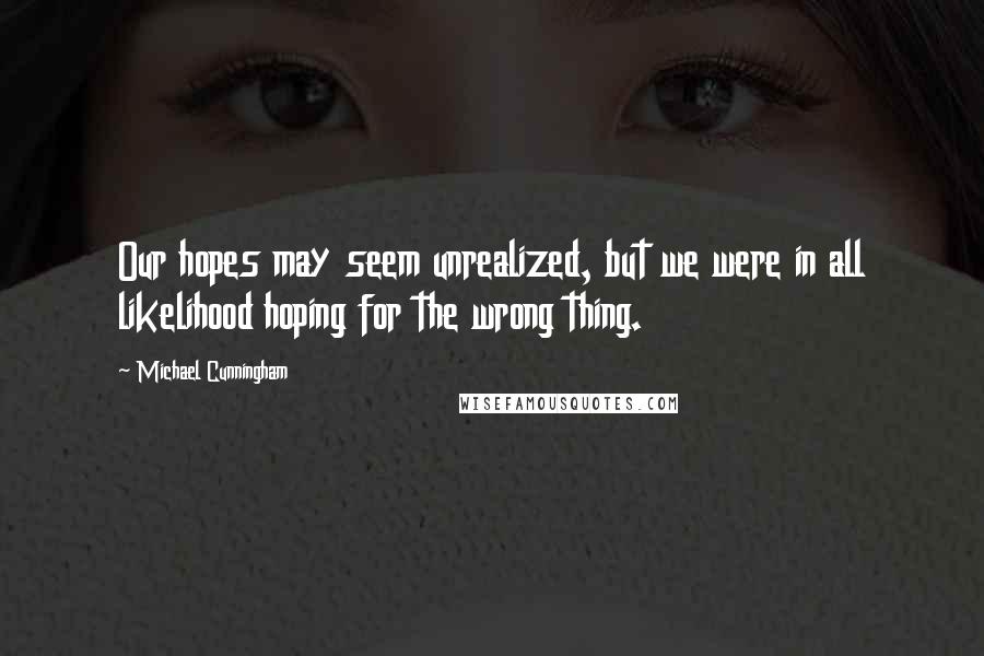 Michael Cunningham Quotes: Our hopes may seem unrealized, but we were in all likelihood hoping for the wrong thing.