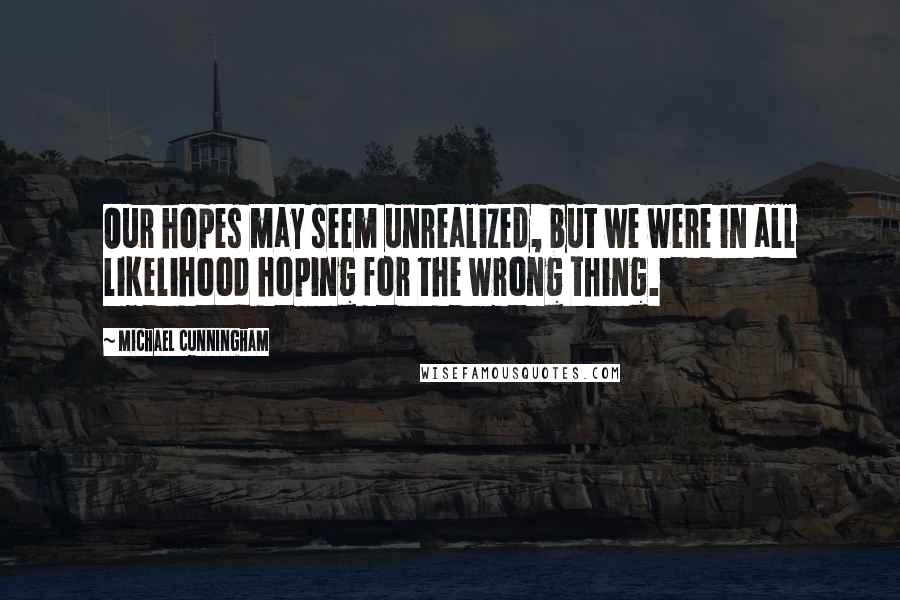 Michael Cunningham Quotes: Our hopes may seem unrealized, but we were in all likelihood hoping for the wrong thing.