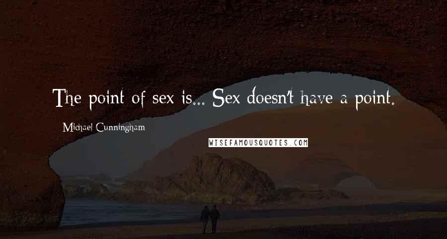 Michael Cunningham Quotes: The point of sex is... Sex doesn't have a point.