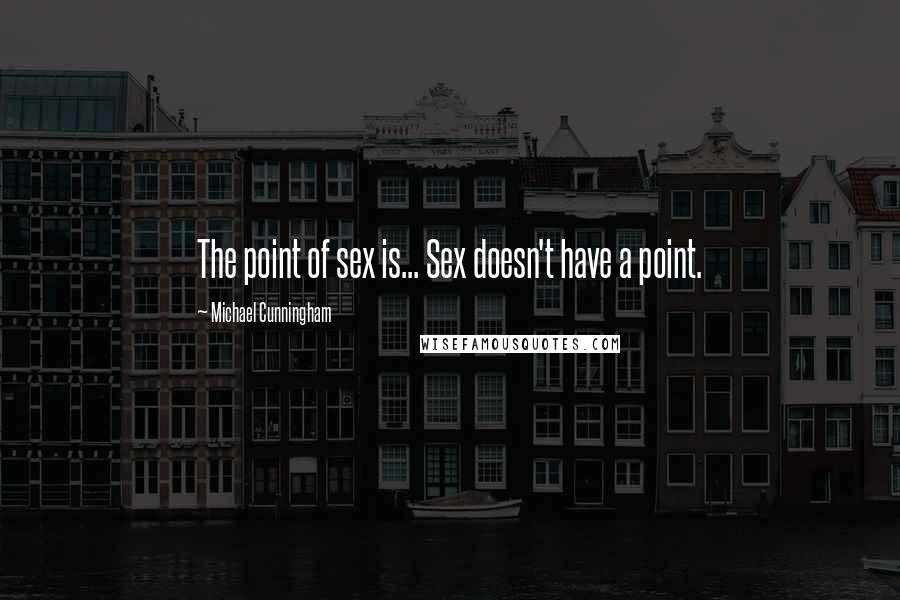 Michael Cunningham Quotes: The point of sex is... Sex doesn't have a point.