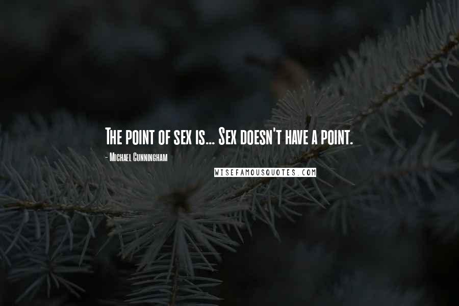 Michael Cunningham Quotes: The point of sex is... Sex doesn't have a point.