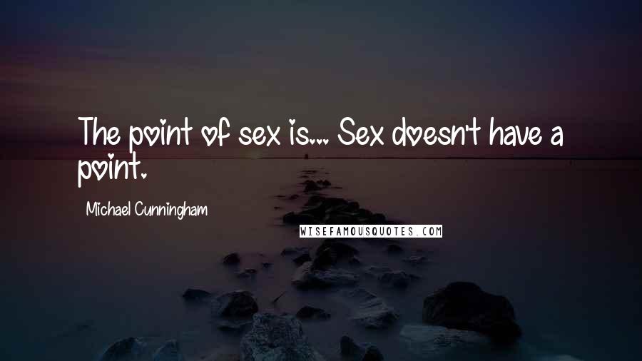 Michael Cunningham Quotes: The point of sex is... Sex doesn't have a point.