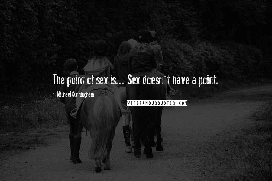 Michael Cunningham Quotes: The point of sex is... Sex doesn't have a point.