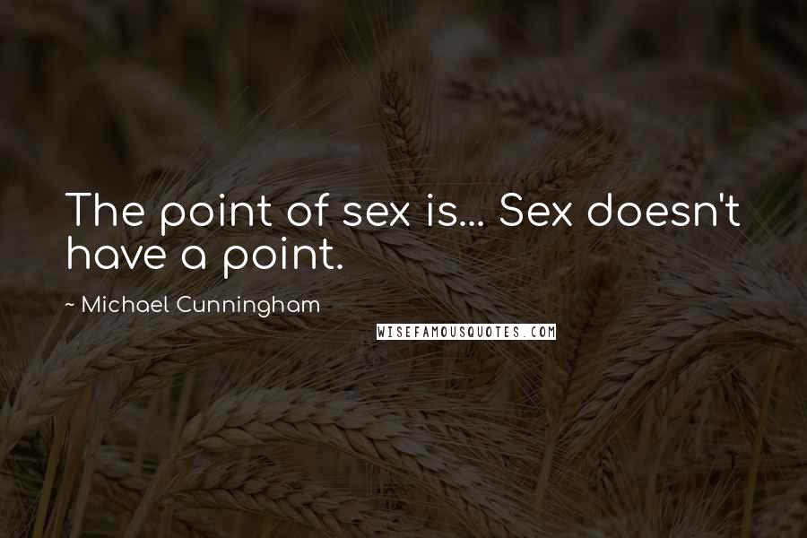 Michael Cunningham Quotes: The point of sex is... Sex doesn't have a point.