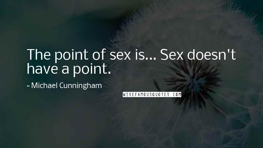 Michael Cunningham Quotes: The point of sex is... Sex doesn't have a point.