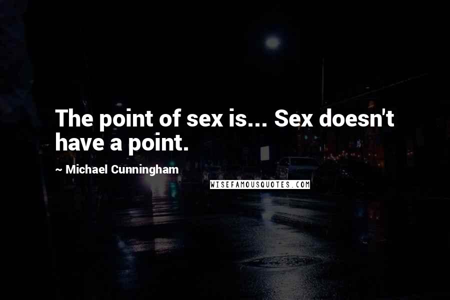 Michael Cunningham Quotes: The point of sex is... Sex doesn't have a point.