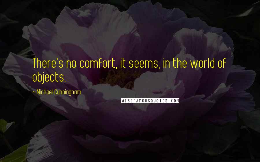 Michael Cunningham Quotes: There's no comfort, it seems, in the world of objects.