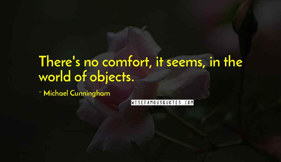 Michael Cunningham Quotes: There's no comfort, it seems, in the world of objects.