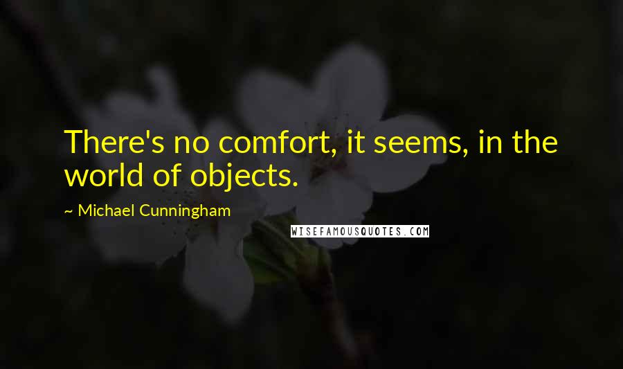 Michael Cunningham Quotes: There's no comfort, it seems, in the world of objects.