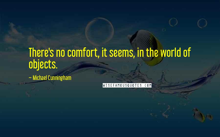 Michael Cunningham Quotes: There's no comfort, it seems, in the world of objects.