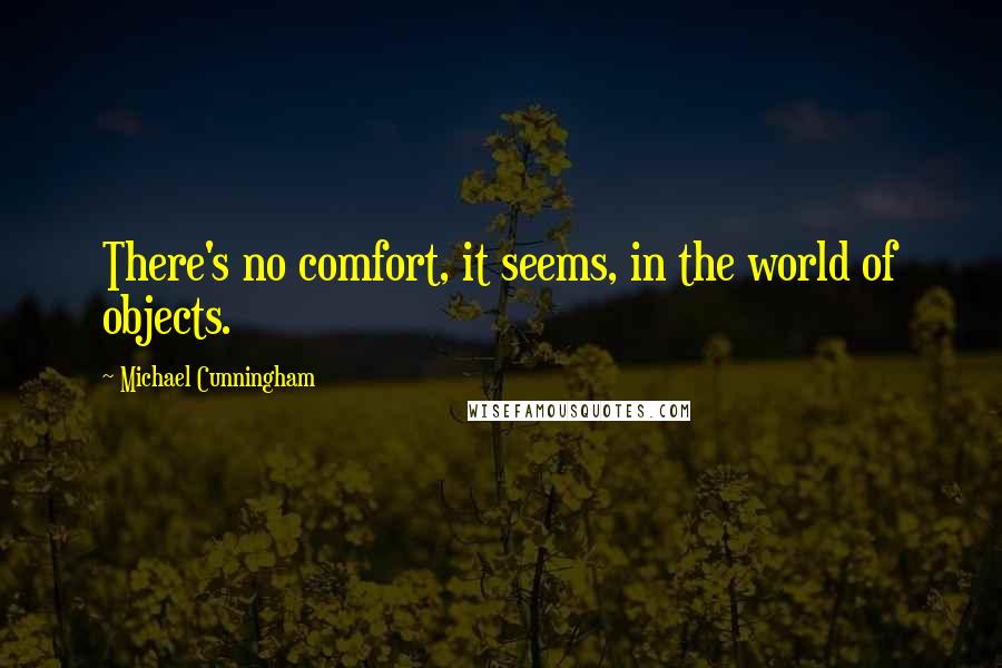 Michael Cunningham Quotes: There's no comfort, it seems, in the world of objects.