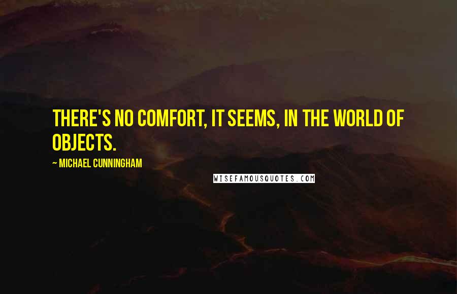 Michael Cunningham Quotes: There's no comfort, it seems, in the world of objects.