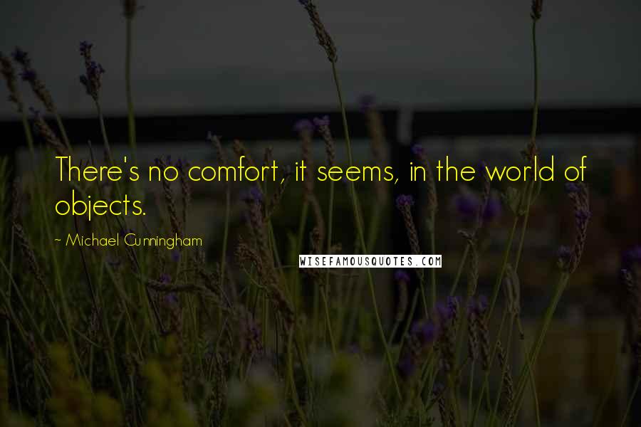 Michael Cunningham Quotes: There's no comfort, it seems, in the world of objects.