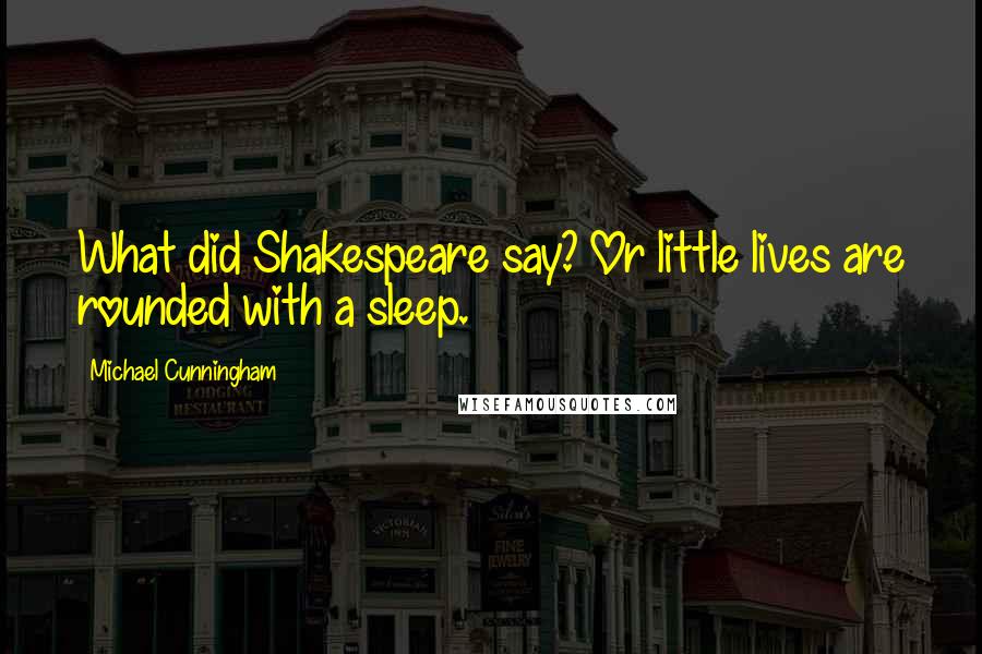 Michael Cunningham Quotes: What did Shakespeare say? Or little lives are rounded with a sleep.