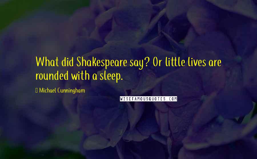 Michael Cunningham Quotes: What did Shakespeare say? Or little lives are rounded with a sleep.