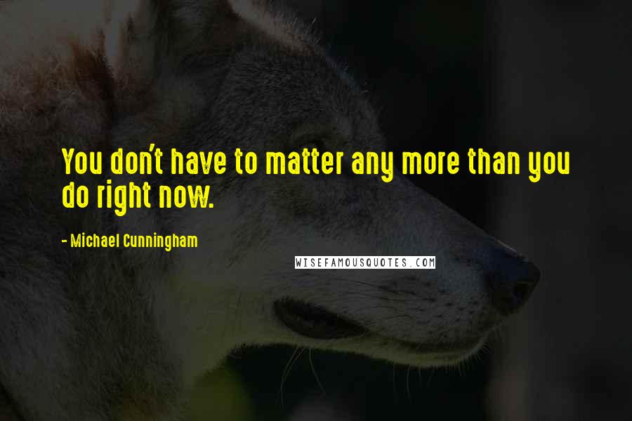 Michael Cunningham Quotes: You don't have to matter any more than you do right now.