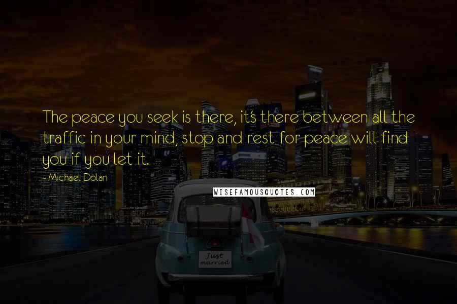 Michael Dolan Quotes: The peace you seek is there, it's there between all the traffic in your mind, stop and rest for peace will find you if you let it.