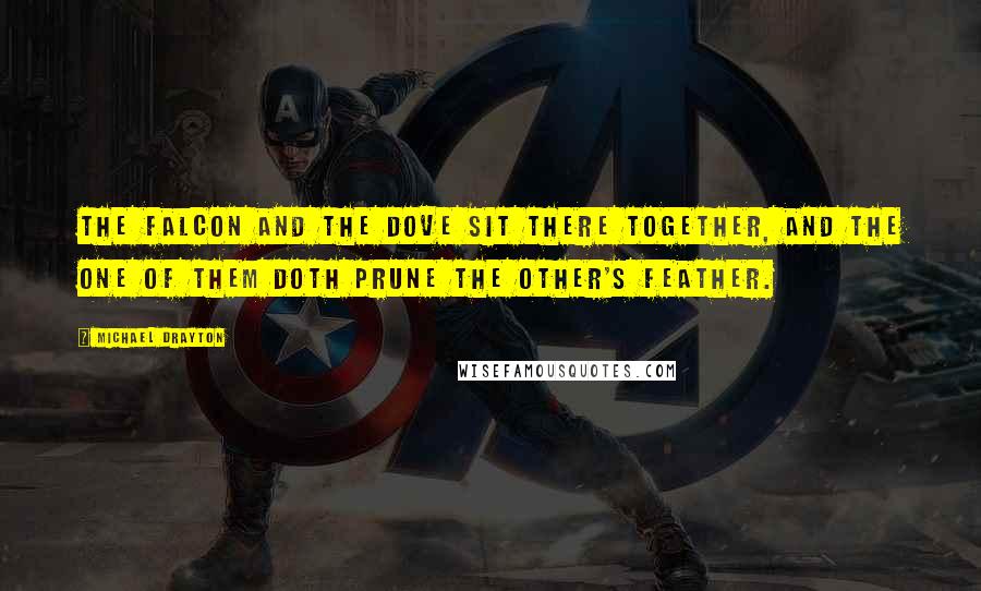 Michael Drayton Quotes: The falcon and the dove sit there together, and the one of them doth prune the other's feather.