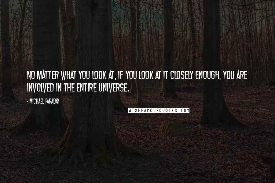 Michael Faraday Quotes: No matter what you look at, if you look at it closely enough, you are involved in the entire universe.