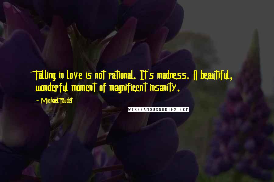 Michael Faudet Quotes: Falling in love is not rational. It's madness. A beautiful, wonderful moment of magnificent insanity.