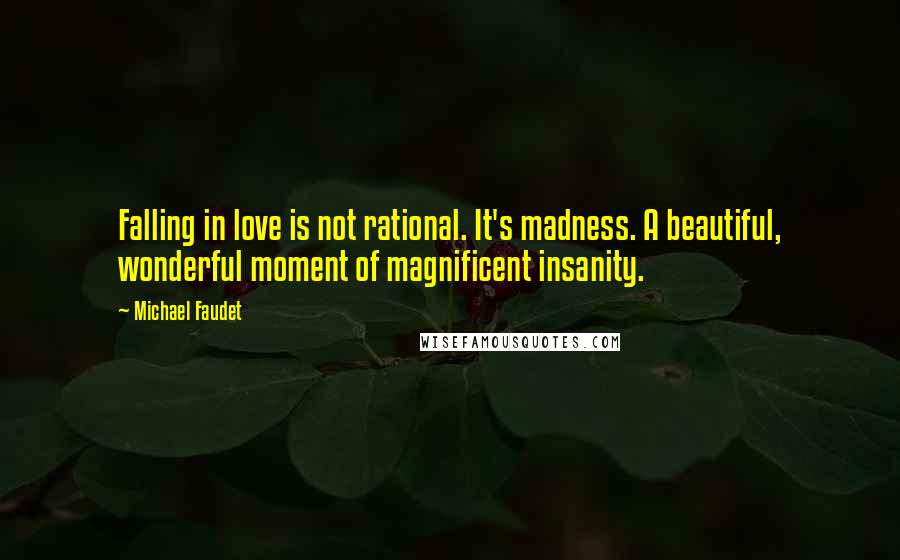 Michael Faudet Quotes: Falling in love is not rational. It's madness. A beautiful, wonderful moment of magnificent insanity.