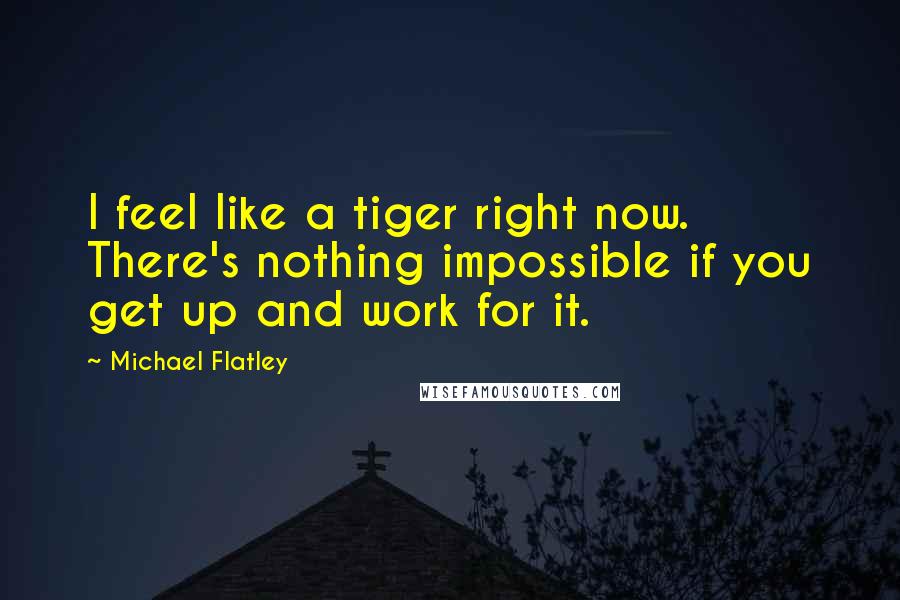 Michael Flatley Quotes: I feel like a tiger right now. There's nothing impossible if you get up and work for it.