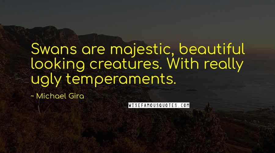 Michael Gira Quotes: Swans are majestic, beautiful looking creatures. With really ugly temperaments.