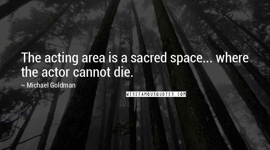 Michael Goldman Quotes: The acting area is a sacred space... where the actor cannot die.