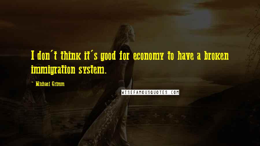 Michael Grimm Quotes: I don't think it's good for economy to have a broken immigration system.