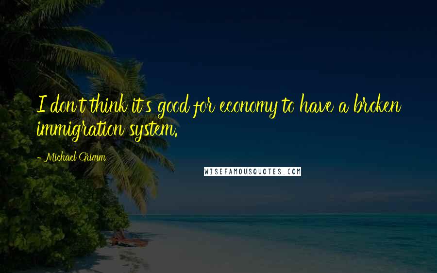 Michael Grimm Quotes: I don't think it's good for economy to have a broken immigration system.