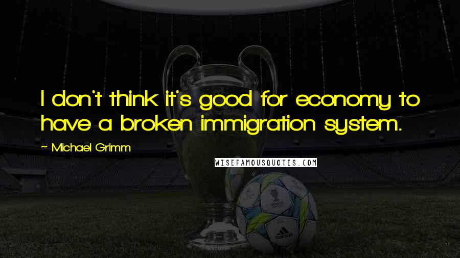 Michael Grimm Quotes: I don't think it's good for economy to have a broken immigration system.