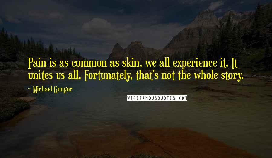 Michael Gungor Quotes: Pain is as common as skin, we all experience it. It unites us all. Fortunately, that's not the whole story.