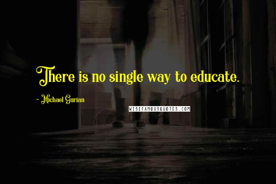 Michael Gurian Quotes: There is no single way to educate.