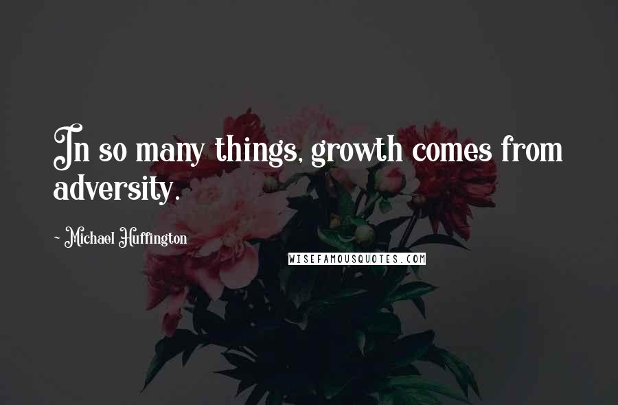 Michael Huffington Quotes: In so many things, growth comes from adversity.