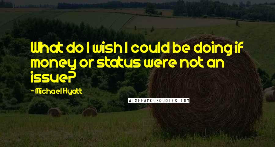 Michael Hyatt Quotes: What do I wish I could be doing if money or status were not an issue?