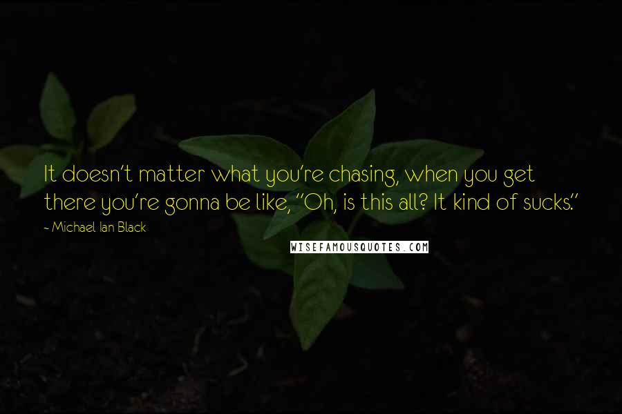 Michael Ian Black Quotes: It doesn't matter what you're chasing, when you get there you're gonna be like, "Oh, is this all? It kind of sucks."