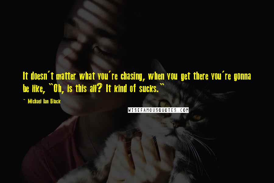 Michael Ian Black Quotes: It doesn't matter what you're chasing, when you get there you're gonna be like, "Oh, is this all? It kind of sucks."