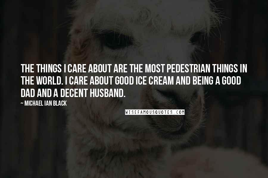 Michael Ian Black Quotes: The things I care about are the most pedestrian things in the world. I care about good ice cream and being a good dad and a decent husband.