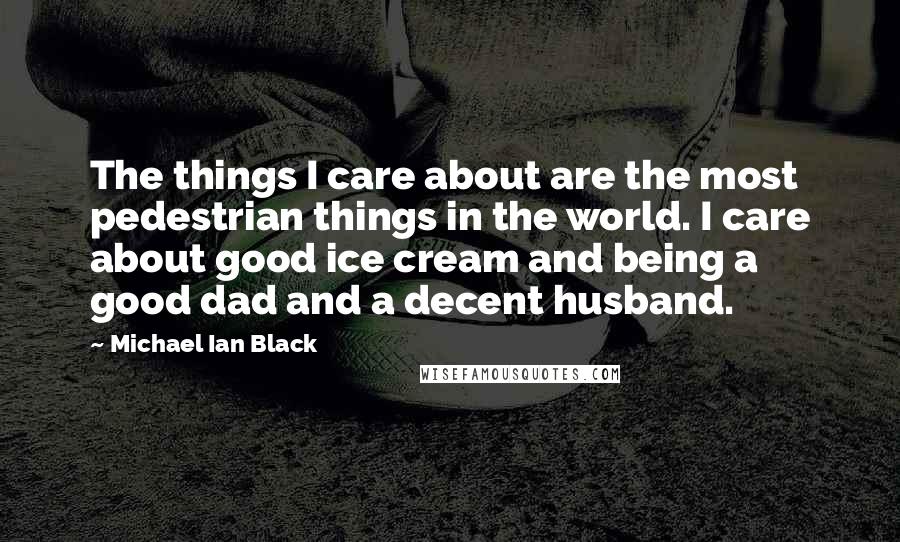 Michael Ian Black Quotes: The things I care about are the most pedestrian things in the world. I care about good ice cream and being a good dad and a decent husband.